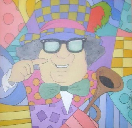 Acrílico sobre tela - Caricatura Alô alô Terezinha - 40 X 40 cm